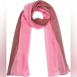 New In Package uxcell Long Chiffon Light Scarf Silky Gradient Khaki Rose Pink